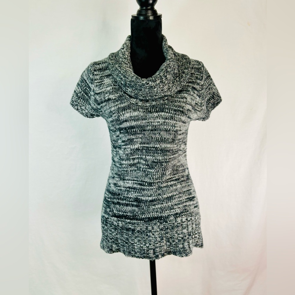 Marled Gray Cowl Neck Tunic Sweater